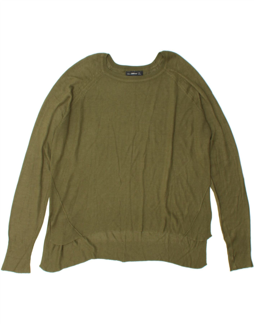 ZARA Womens Oversized Boat Neck Jumper Sweater UK 10 Small Green Vintage Zara and Second-Hand Zara from Messina Hembry 