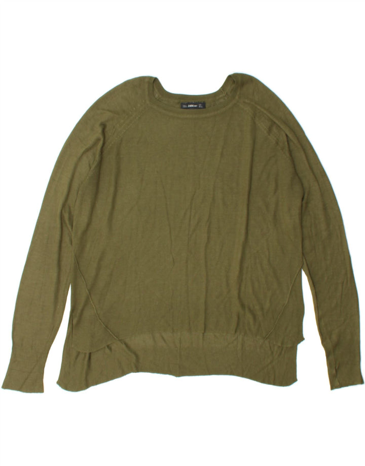 ZARA Womens Oversized Boat Neck Jumper Sweater UK 10 Small Green Vintage Zara and Second-Hand Zara from Messina Hembry 