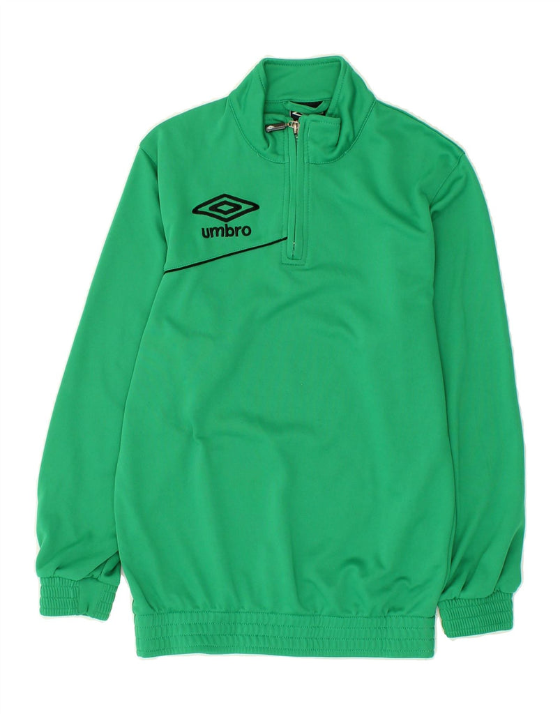 UMBRO Boys Graphic Zip Neck Sweatshirt Jumper 11-12 Years 2XS Green | Vintage Umbro | Thrift | Second-Hand Umbro | Used Clothing | Messina Hembry 