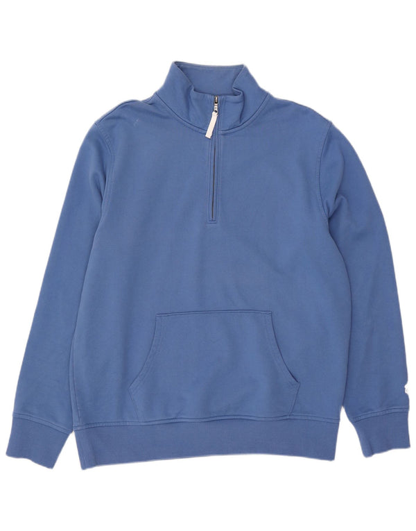 Brooks Brothers Mens Zip Neck Sweatshirt Jumper Large Blue Cotton
