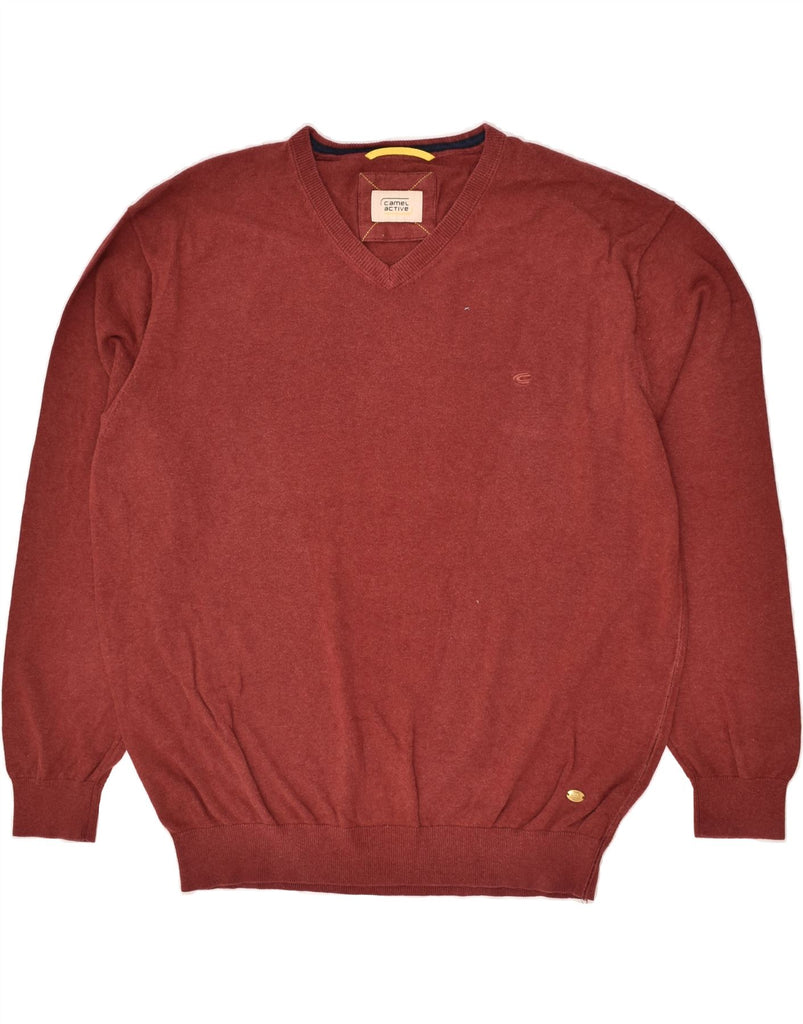 CAMEL ACTIVE Mens V-Neck Jumper Sweater 2XL Burgundy | Vintage Camel Active | Thrift | Second-Hand Camel Active | Used Clothing | Messina Hembry 