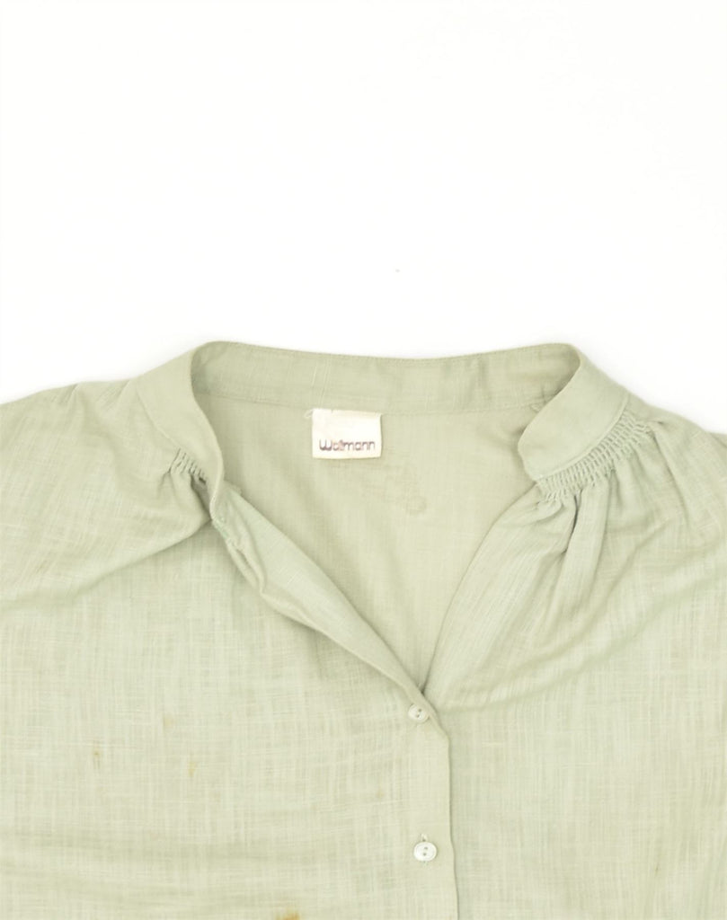 VINTAGE Womens Shirt Blouse IT 42 Medium Green Cotton | Vintage Vintage | Thrift | Second-Hand Vintage | Used Clothing | Messina Hembry 
