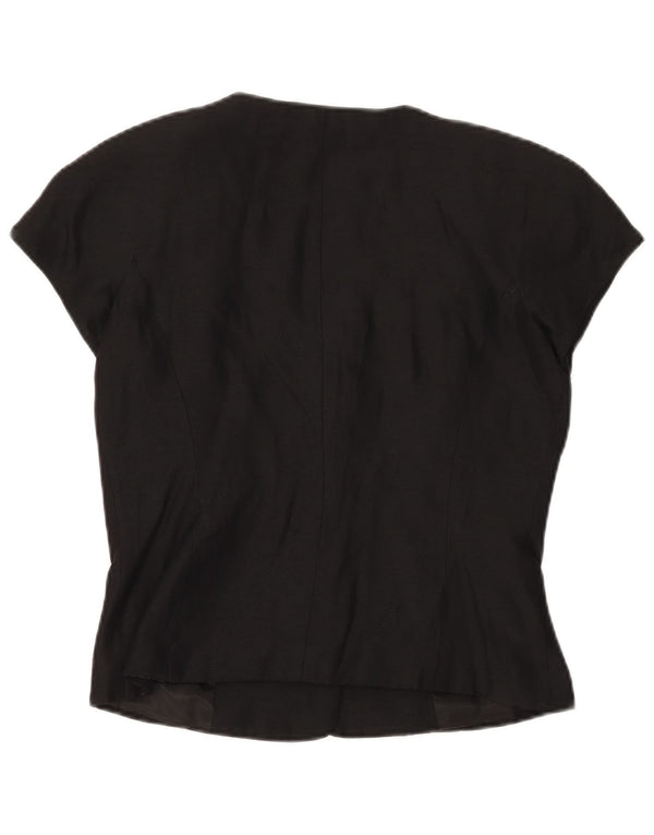 L'Equipe Womens 4 Button Short Sleeve Blazer Jacket IT 46 Large Black