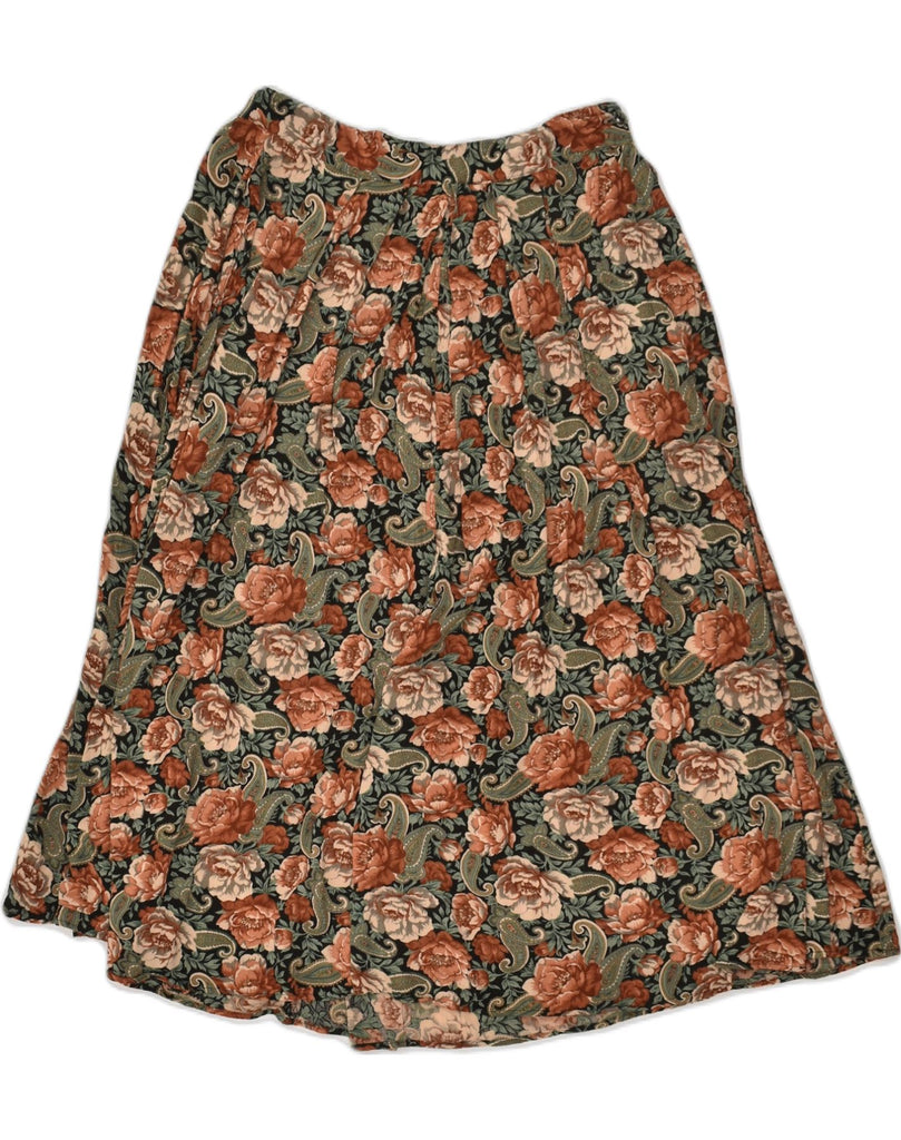 VINTAGE Womens Pleated A-Line Skirt UK 10 Small W26 Brown Floral | Vintage Vintage | Thrift | Second-Hand Vintage | Used Clothing | Messina Hembry 