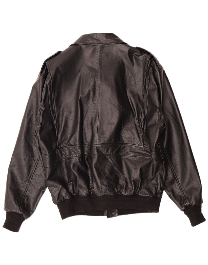 Vintage Mens Military Bomber Leather Jacket UK 42 XL Black