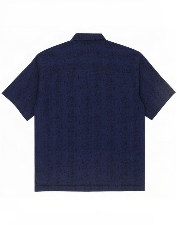 Quiksilver Boys Short Sleeve Shirt 15-16 Years Large Navy Blue Geometric