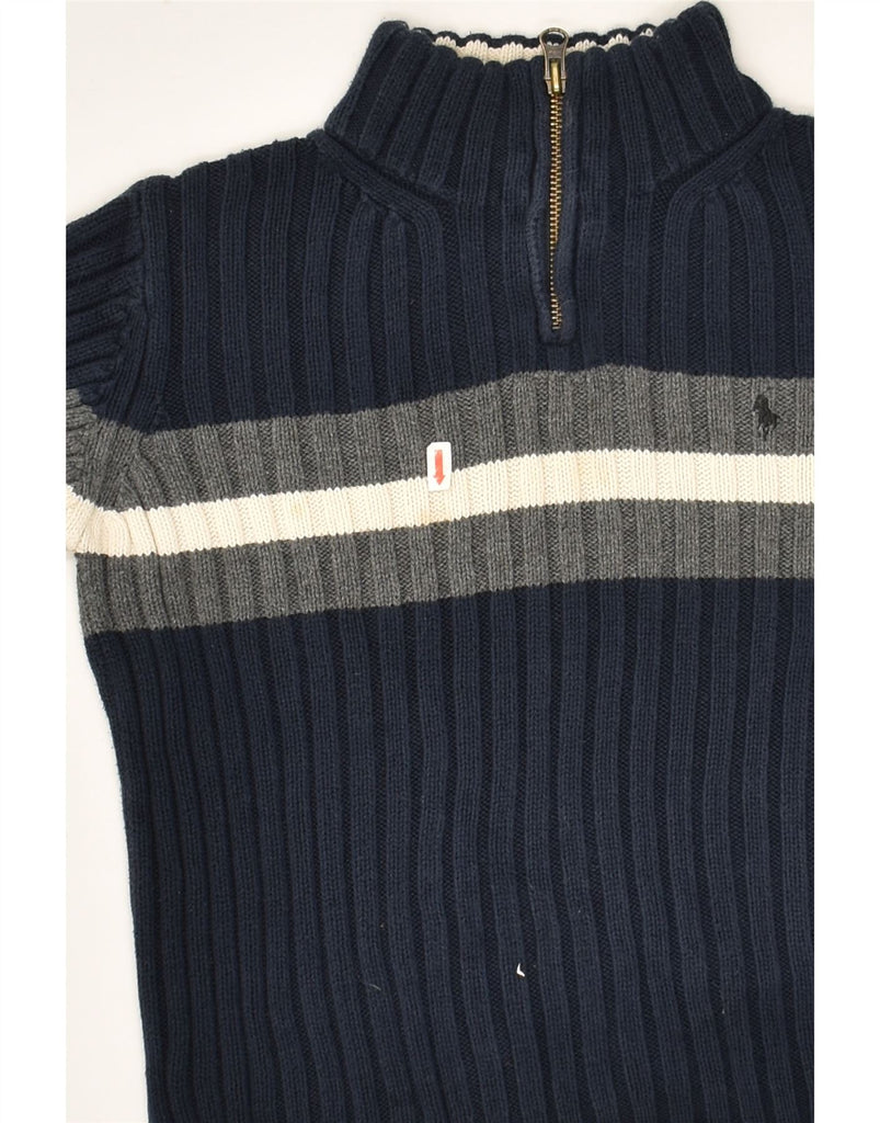 RALPH LAUREN Boys Zip Neck Jumper Sweater 6-7 Years Navy Blue Colourblock | Vintage Ralph Lauren | Thrift | Second-Hand Ralph Lauren | Used Clothing | Messina Hembry 