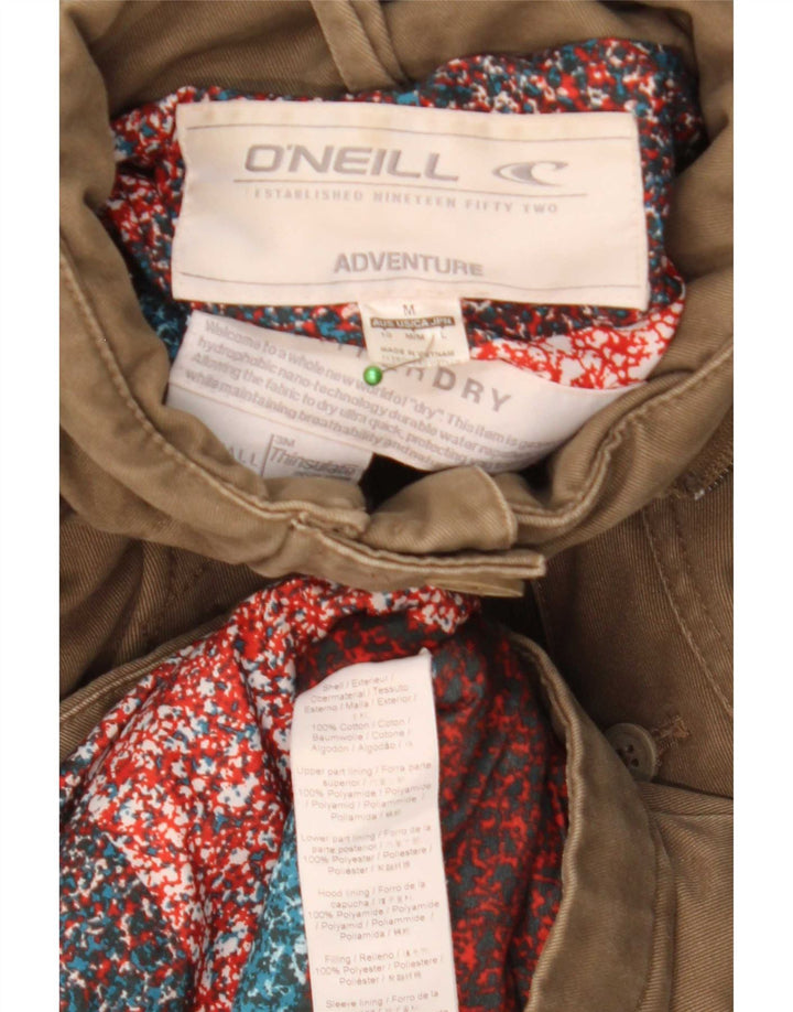 O'Neill Womens Hooded Parka Jacket UK 14 Medium Beige Cotton