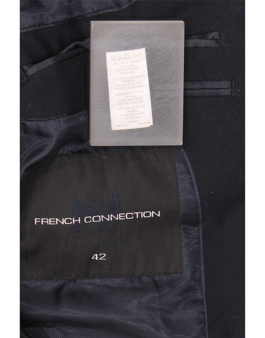 French Connection Mens 2 Button Blazer Jacket UK 42 XL Navy Blue Polyester