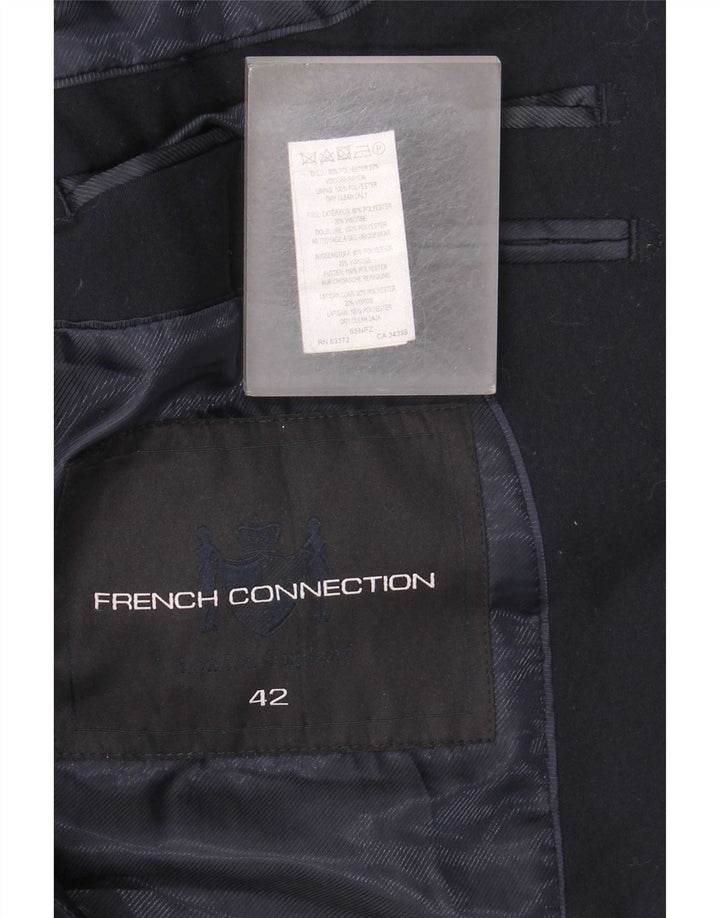 French Connection Mens 2 Button Blazer Jacket UK 42 XL Navy Blue Polyester