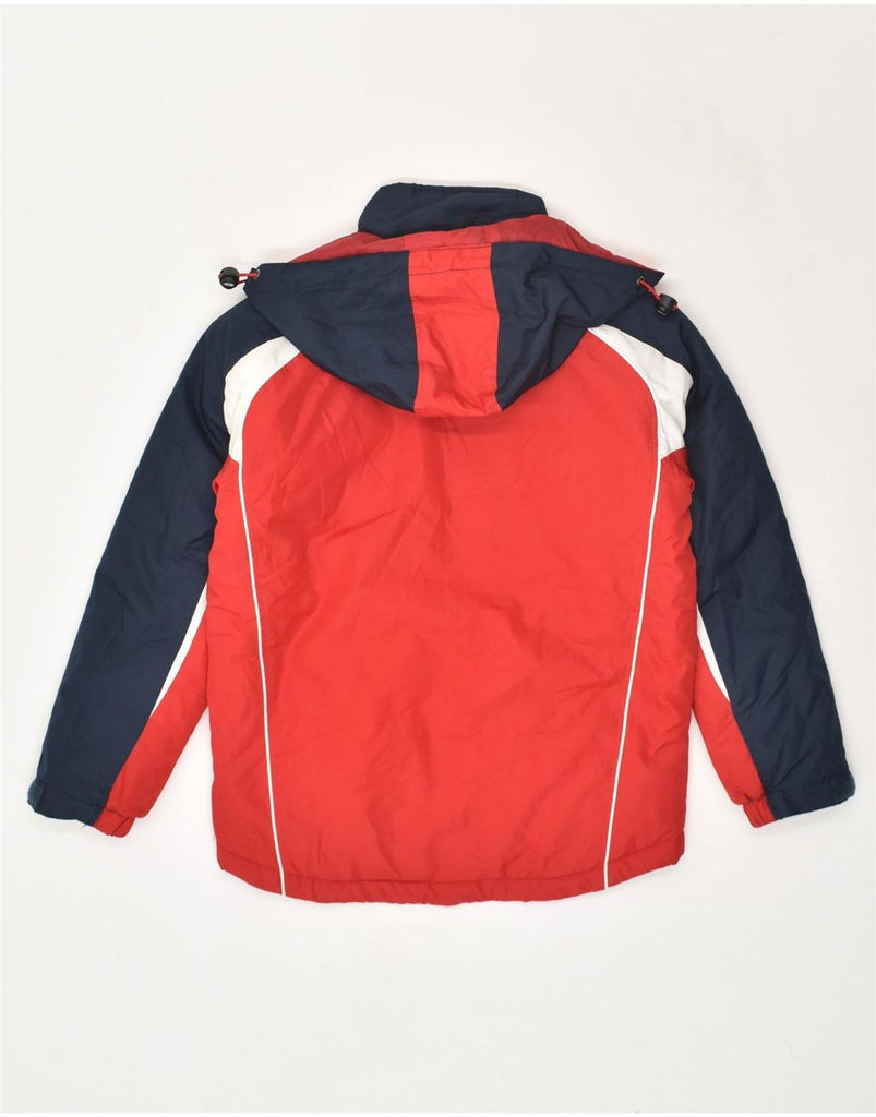 ASICS Boys Hooded Padded Jacket 7-8 Years Red Colourblock Polyester | Vintage Asics | Thrift | Second-Hand Asics | Used Clothing | Messina Hembry 