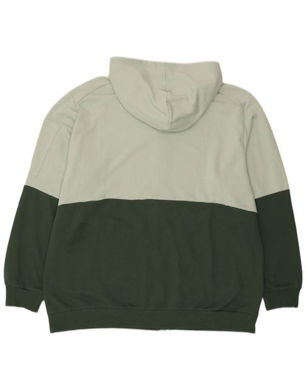 Adidas Mens Zip Hoodie Sweater 2XL Green Colourblock Cotton