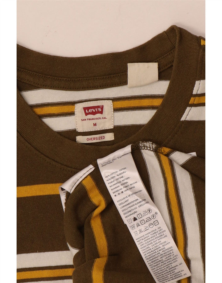 LEVI'S Mens Oversized T-Shirt Top Medium Brown Striped Cotton