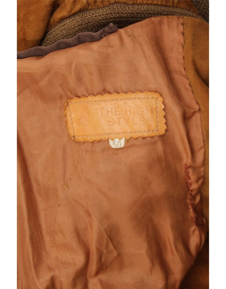 Vintage Mens Suede Bomber Jacket IT 50 Large Brown
