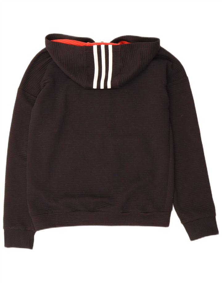 Adidas Boys Zip Hoodie Sweater 11-12 Years Black Polyester
