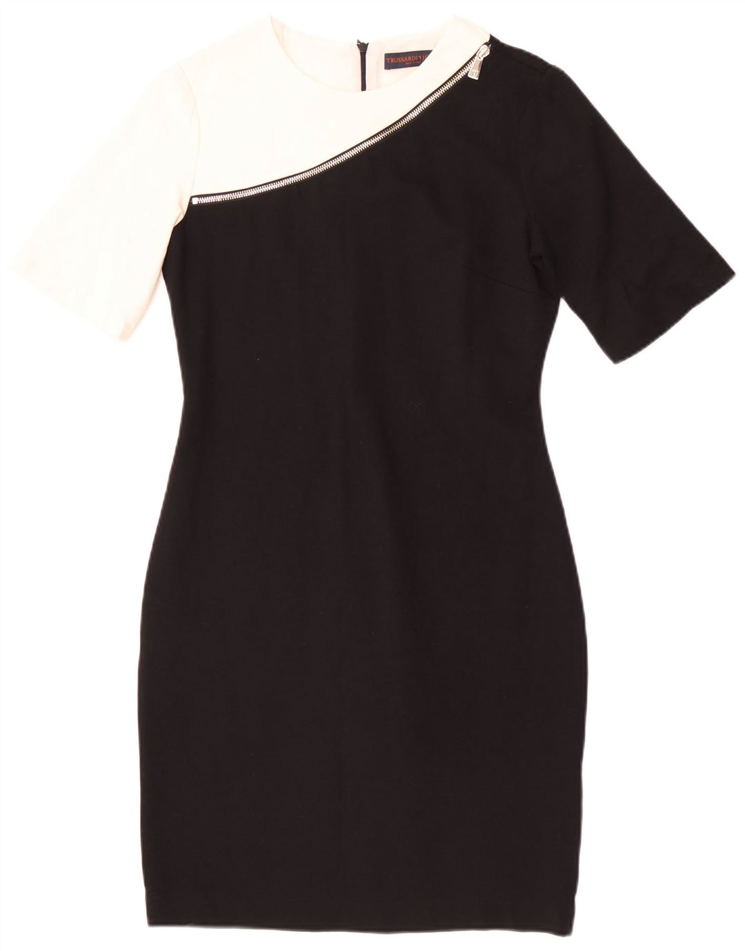 Trussardi Womens Sheath Dress IT 42 Medium Black Colourblock Viscose