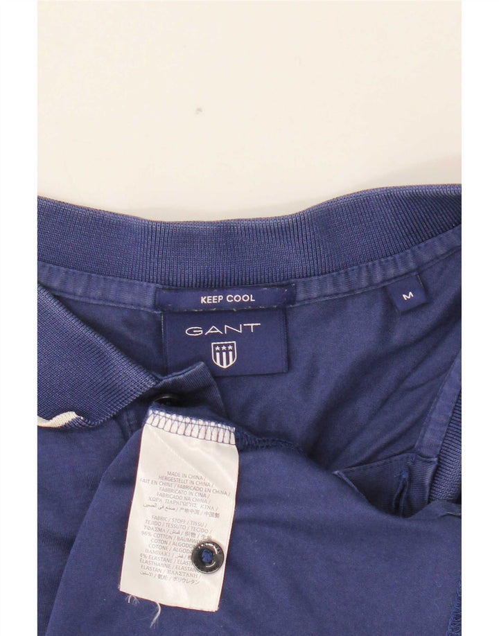Gant Mens Polo Shirt Medium Navy Blue Striped Cotton