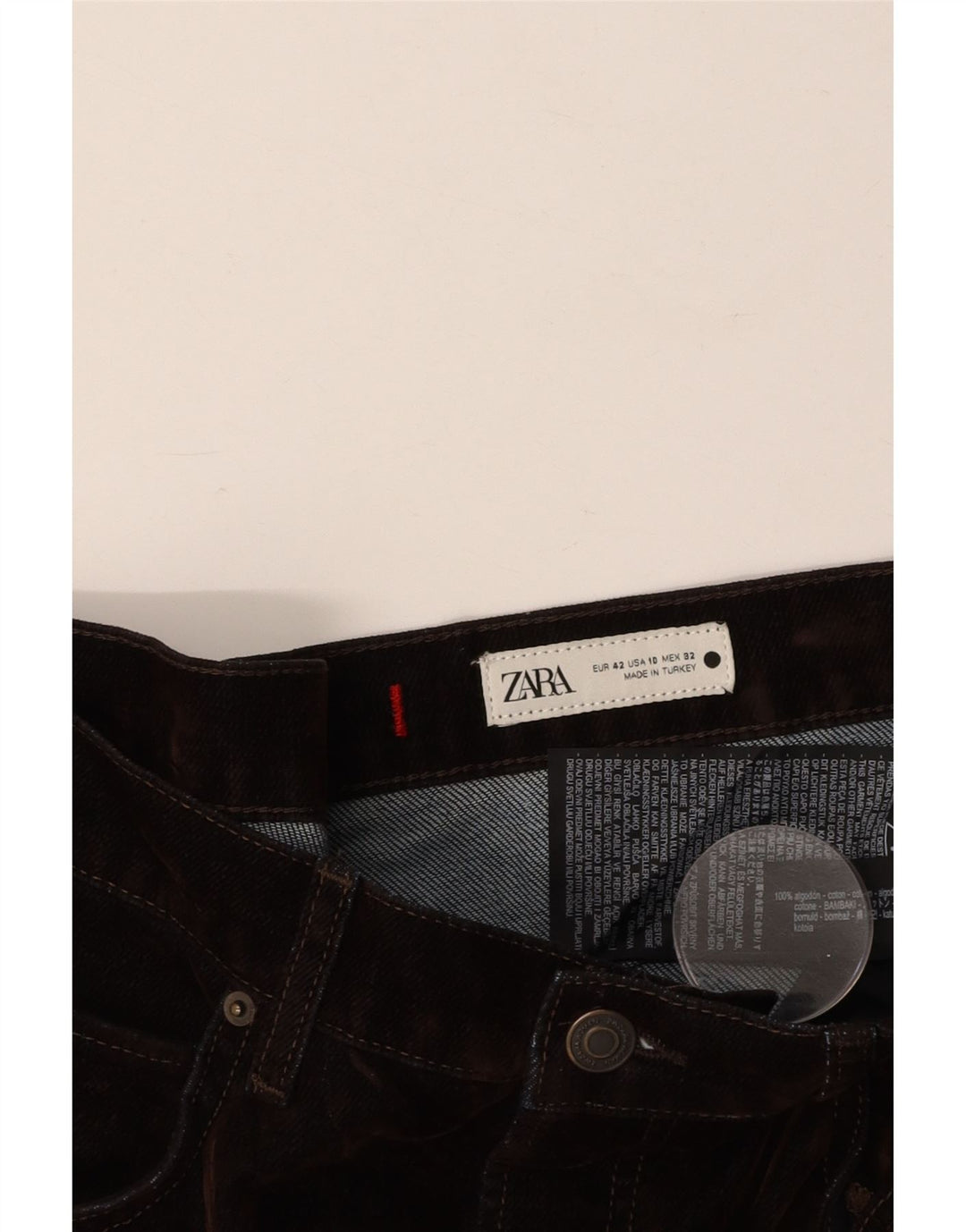 ZARA Womens Cropped Jeans EU 42 Large W32 L25 Brown Cotton