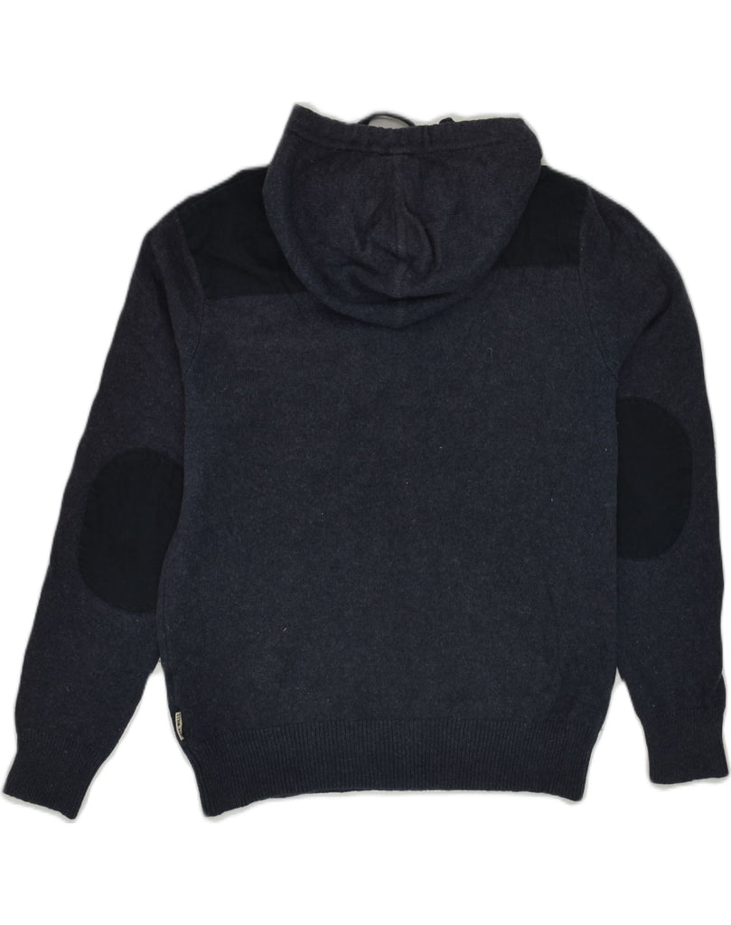 JACK & JONES Mens Hooded Button Neck Jumper Sweater Medium Navy Blue Wool | Vintage Jack & Jones | Thrift | Second-Hand Jack & Jones | Used Clothing | Messina Hembry 