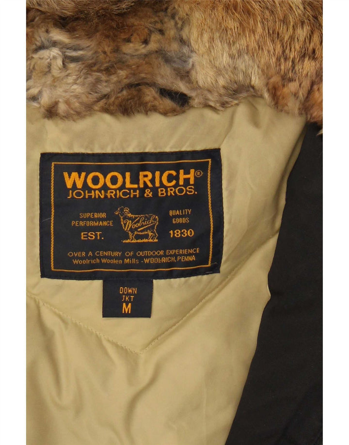 Woolrich Womens Hooded Padded Jacket UK 14 Medium Black Cotton