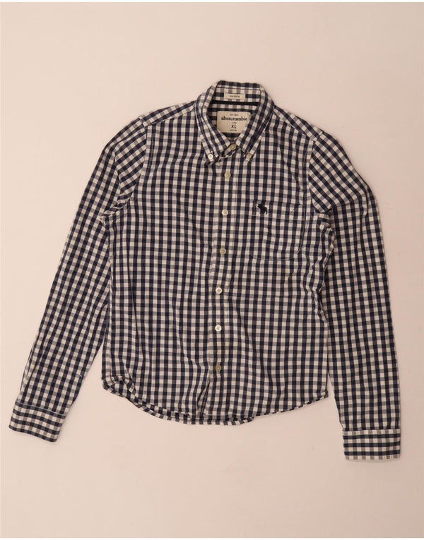 ABERCROMBIE & FITCH Boys Shirt 12-13 Years XL Blue Gingham Cotton