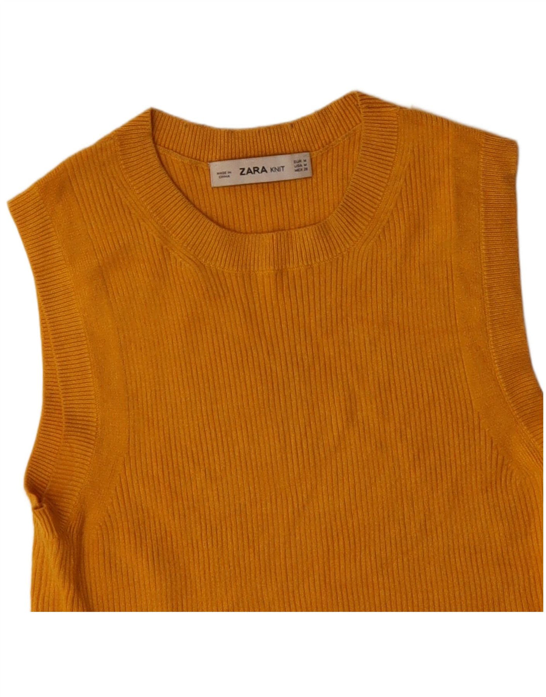 ZARA Womens Crop Vest Tank Top UK 12 Medium Yellow Viscose