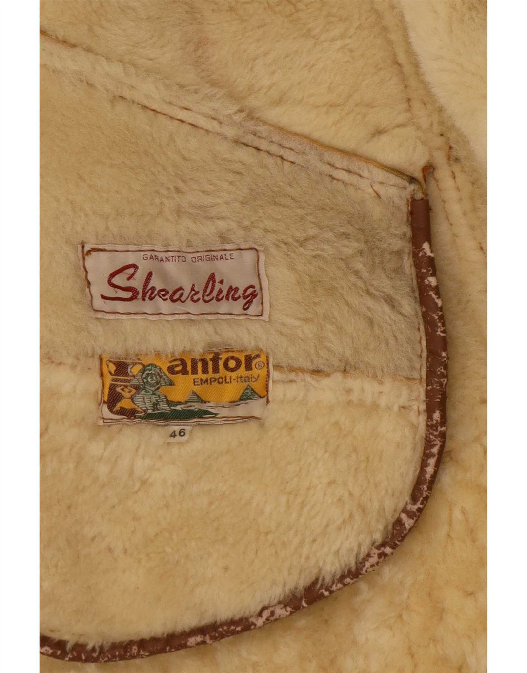 Anfor Womens Oversized Shearling Coat IT 46 Large Beige