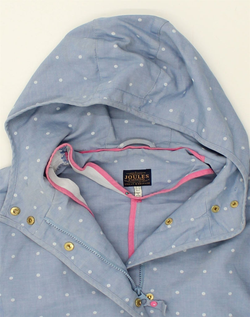 JOULES Womens Hooded Bomber Jacket UK 14 Large  Blue Polka Dot Cotton | Vintage Joules | Thrift | Second-Hand Joules | Used Clothing | Messina Hembry 