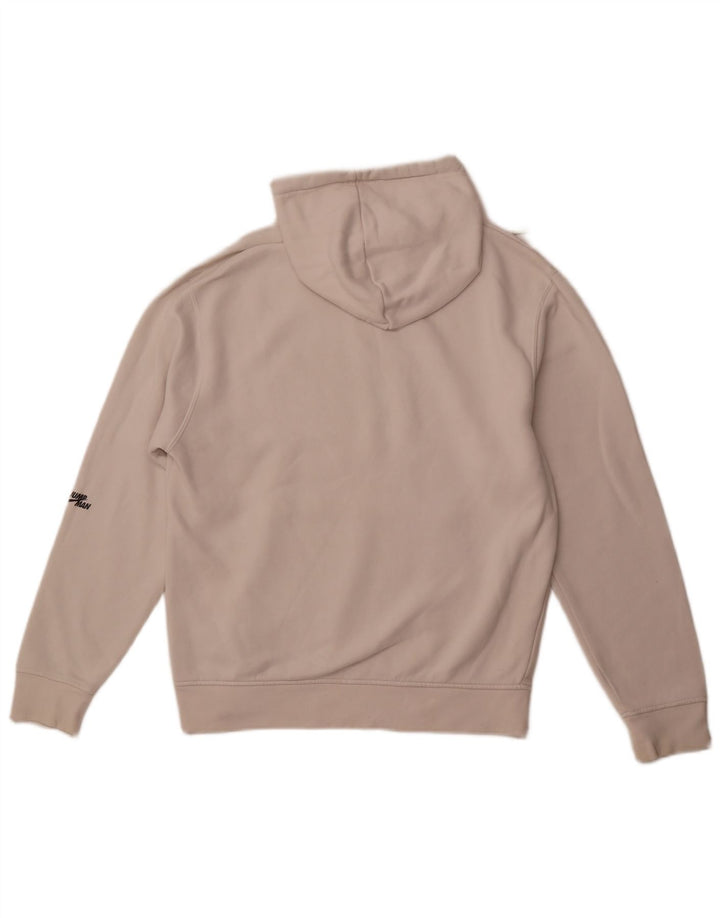 JORDAN Mens Loose Fit Graphic Hoodie Jumper Small Off White Cotton