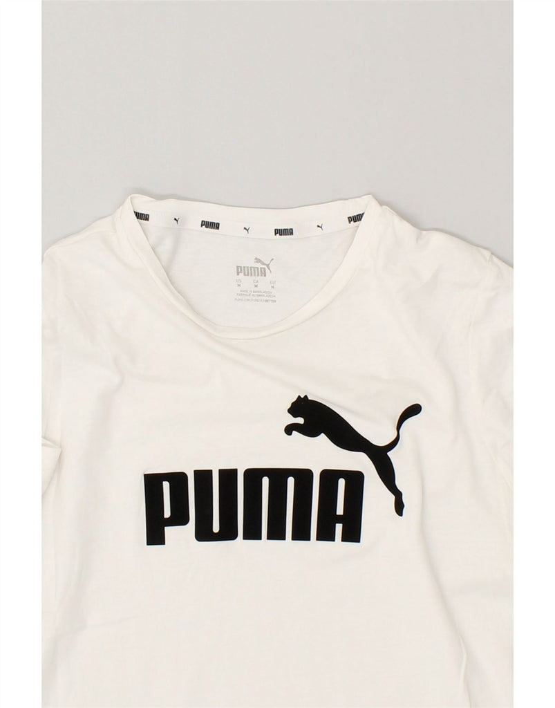 PUMA Womens Graphic T-Shirt Top UK 12 Medium White Cotton | Vintage Puma | Thrift | Second-Hand Puma | Used Clothing | Messina Hembry 