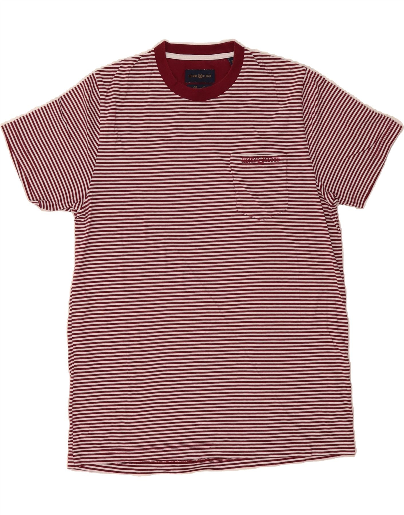 HENRI LLOYD Mens T-Shirt Top Medium Red Striped Cotton Vintage