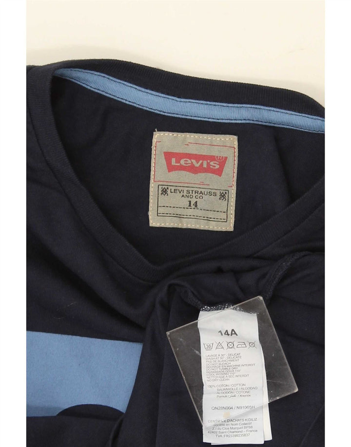 Levi's Boys Regular Graphic Top Long Sleeve 13-14 Years Navy Blue Cotton