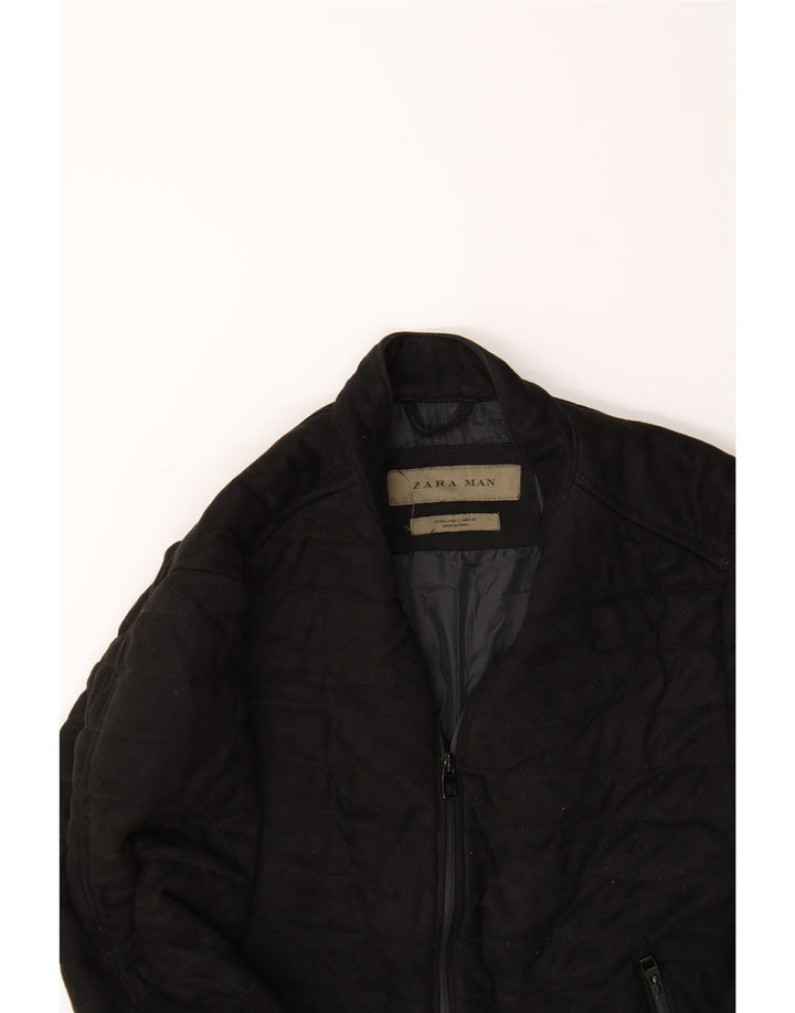 ZARA Mens Bomber Jacket UK 40 Large Black Polyester Vintage Zara and Second-Hand Zara from Messina Hembry 