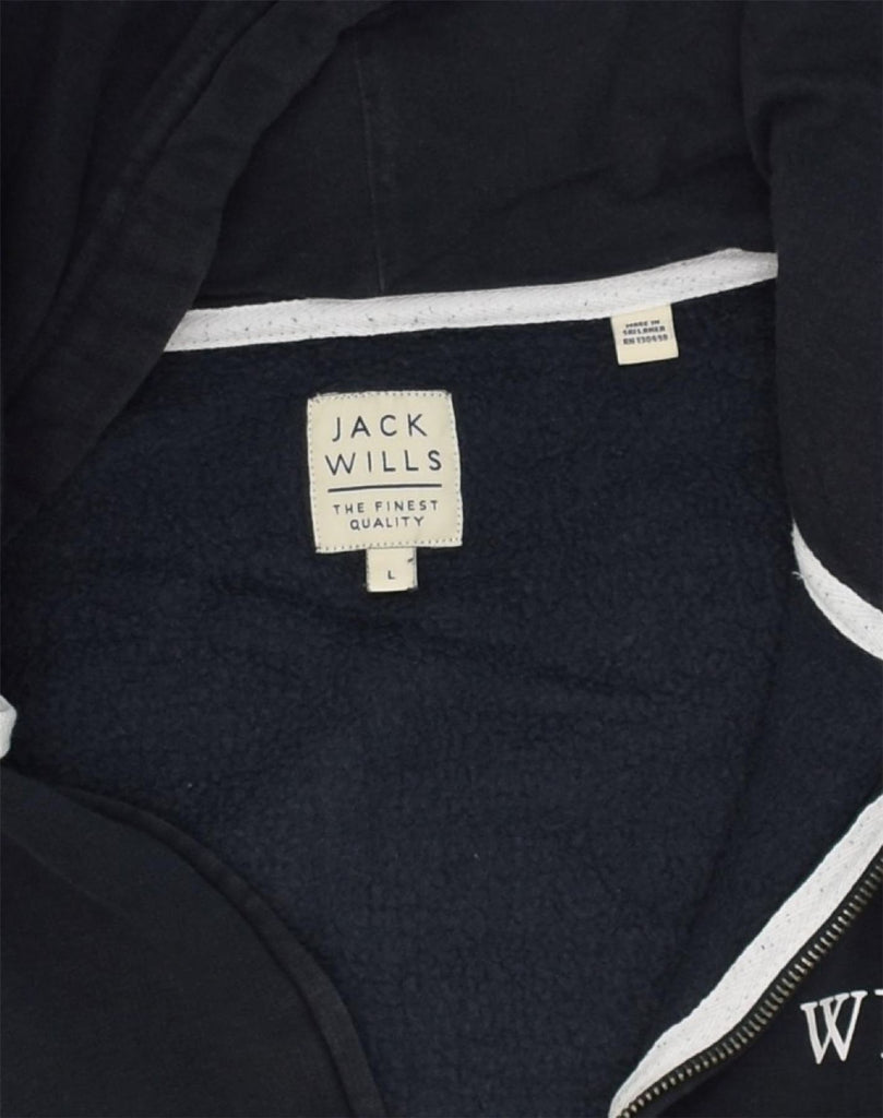 JACK WILLS Mens Zip Hoodie Sweater Large Navy Blue Cotton | Vintage Jack Wills | Thrift | Second-Hand Jack Wills | Used Clothing | Messina Hembry 