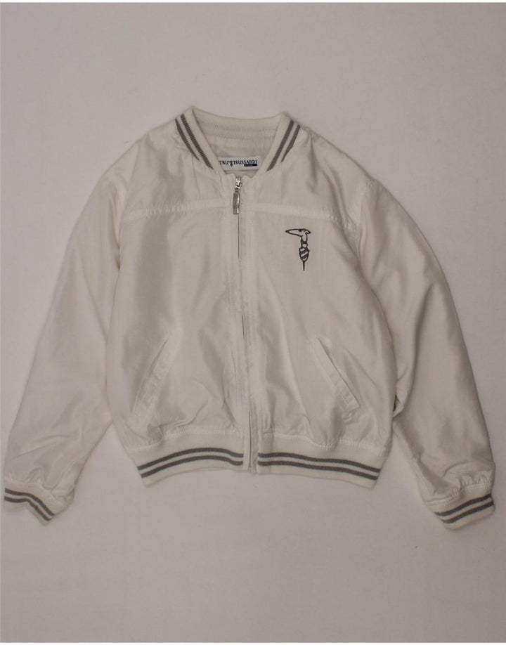 TRUSSARDI JUNIOR Boys Bomber Jacket 4-5 Years White Nylon Vintage Trussardi Junior and Second-Hand Trussardi Junior from Messina Hembry 