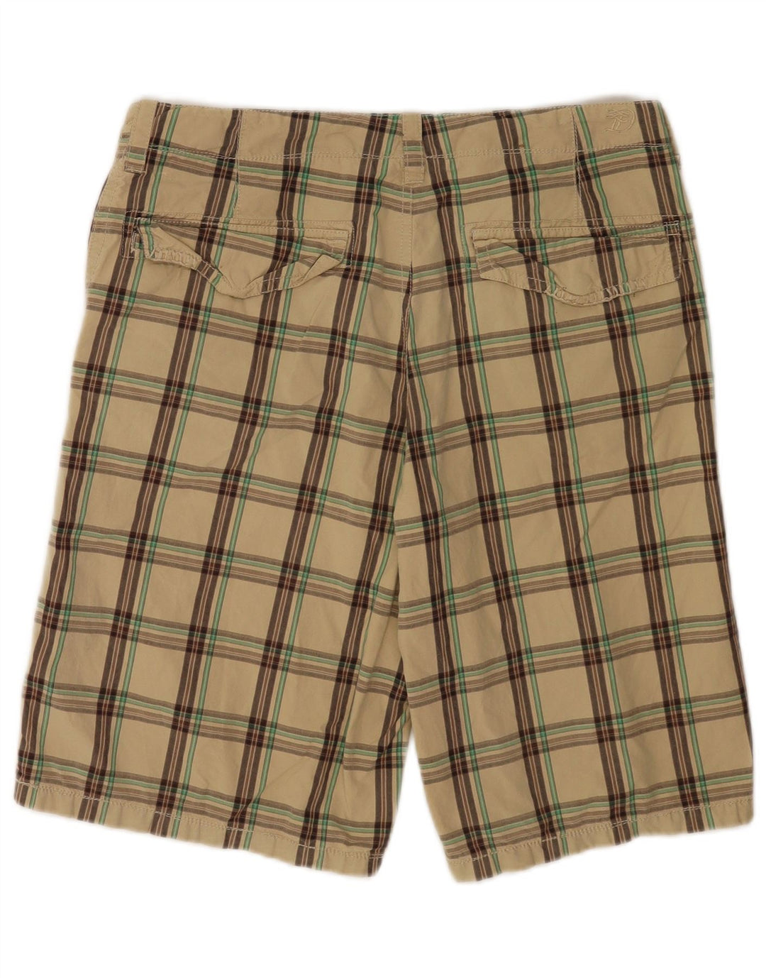 Tom Tailor Mens Chino Shorts W32 Medium Beige Plaid Cotton