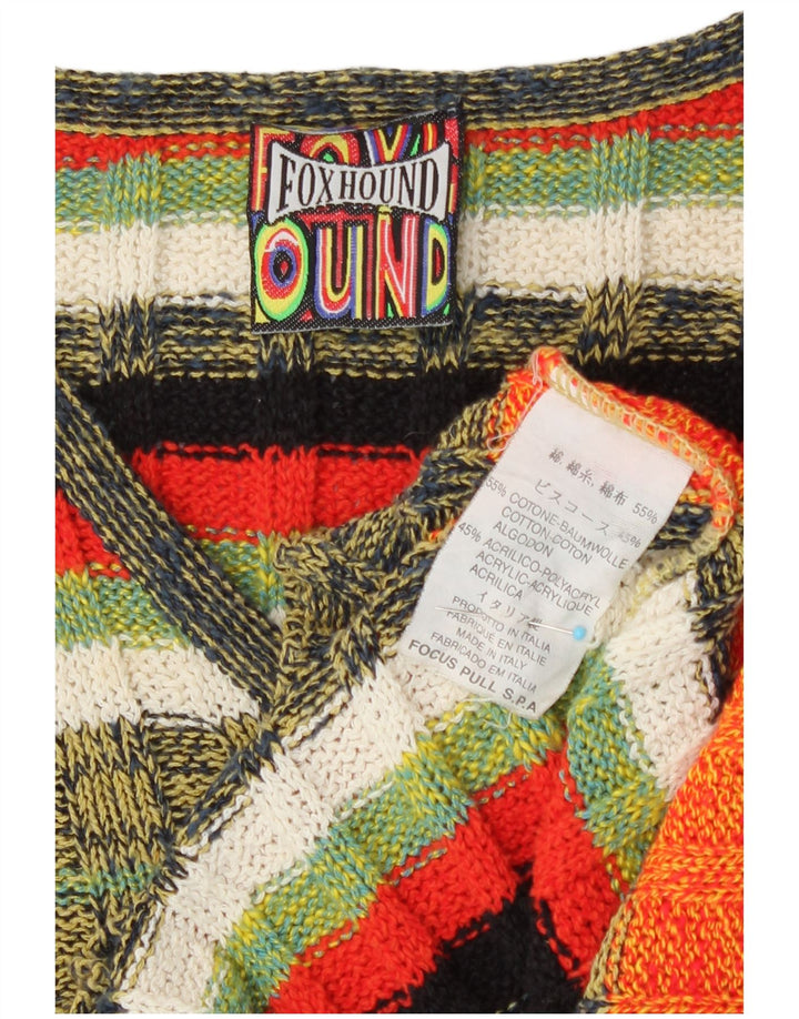 Foxhound Mens V-Neck Jumper Sweater XL Multicoloured Striped Cotton