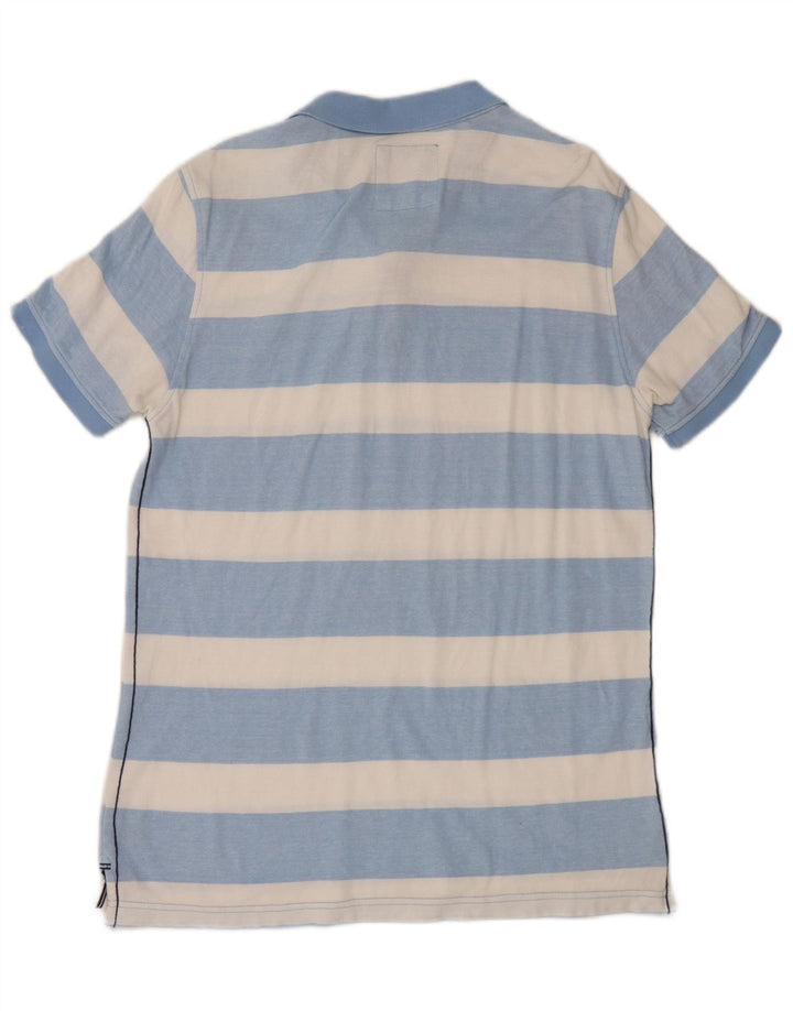 Crew Clothing Mens Polo Shirt Medium Blue Striped Cotton