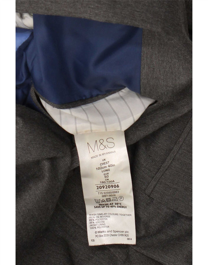 Marks & Spencer Mens Long 2 Button Blazer Jacket UK 40 Medium Grey