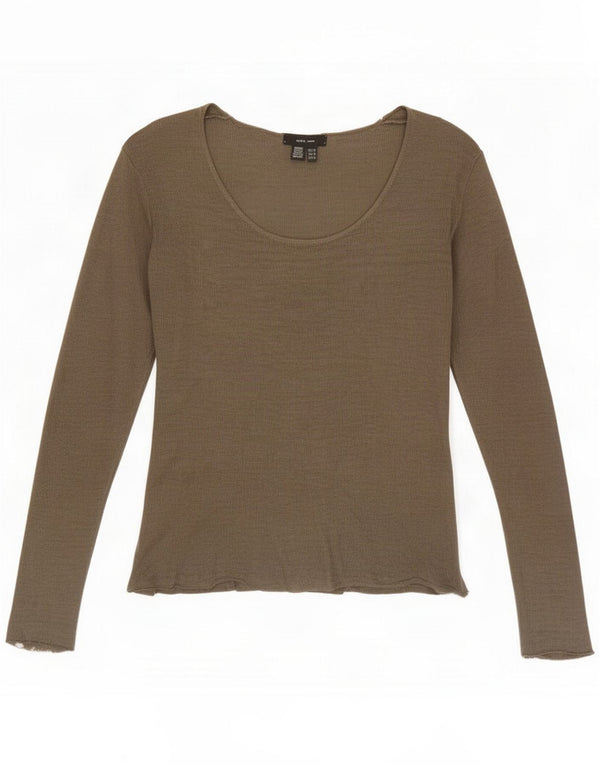 Zara Womens Top Long Sleeve UK 14 Medium Khaki Acrylic