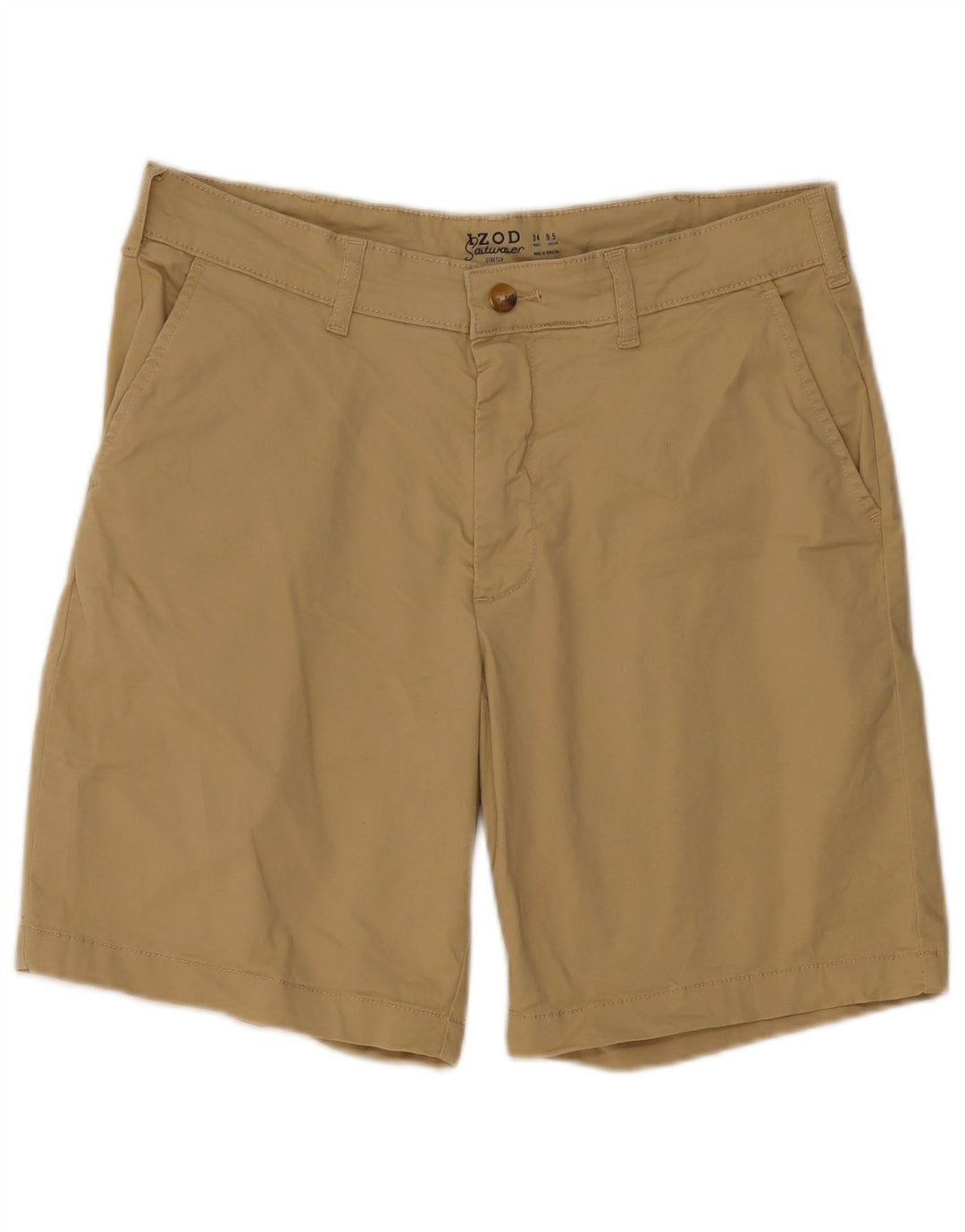 IZOD Mens Stretch Chino Shorts W34 Large Beige Cotton