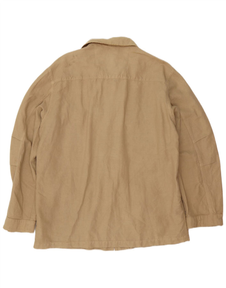 Belfe Mens Utility Jacket UK 44 2XL Beige Cotton