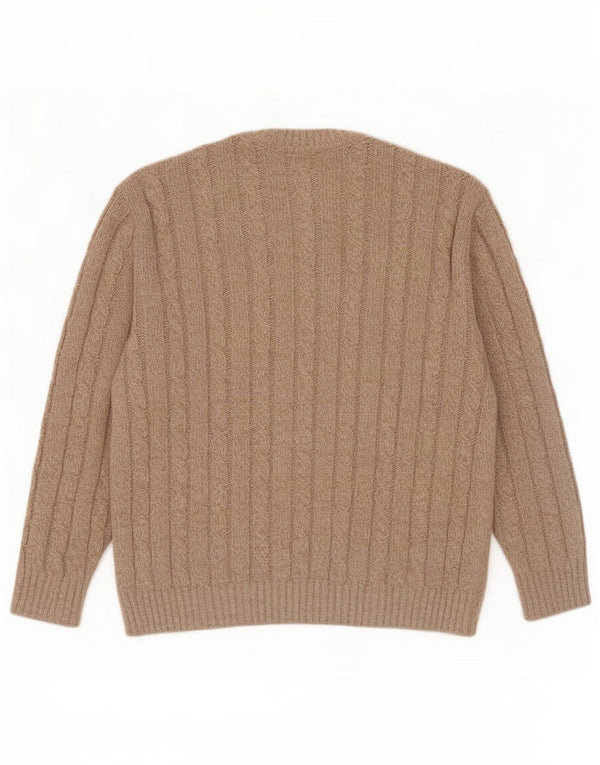 Lebole Mens Crew Neck Jumper Sweater IT 50 Medium Beige Flecked Wool