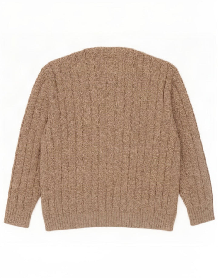 Lebole Mens Crew Neck Jumper Sweater IT 50 Medium Beige Flecked Wool