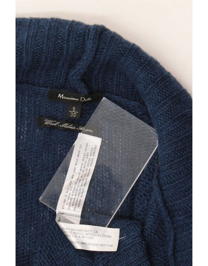 Massimo Dutti Womens Roll Neck Jumper Sweater UK 10 Small Navy Blue Wool