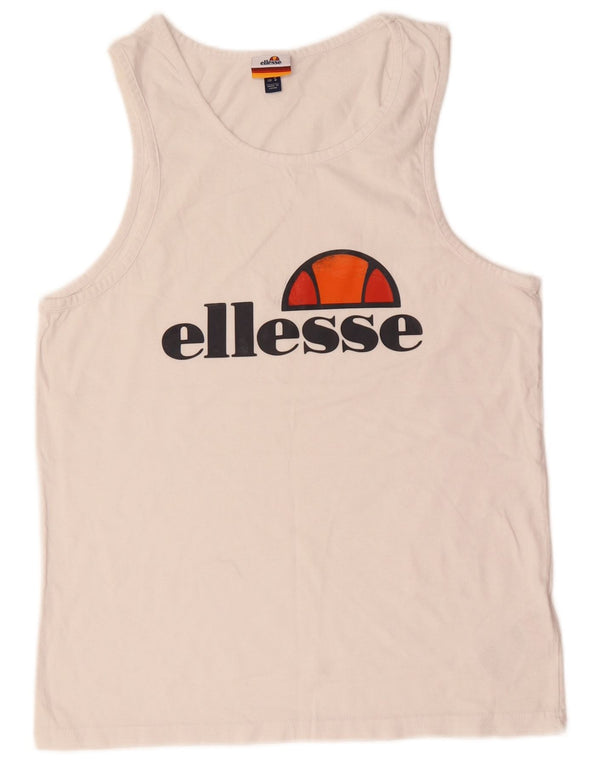 Ellesse Mens Graphic Vest Top Small White Cotton