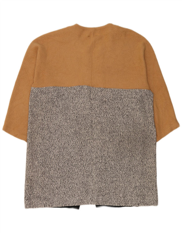Zara Womens Oversized Open Overcoat UK 14 Medium Multicoloured Colourblock