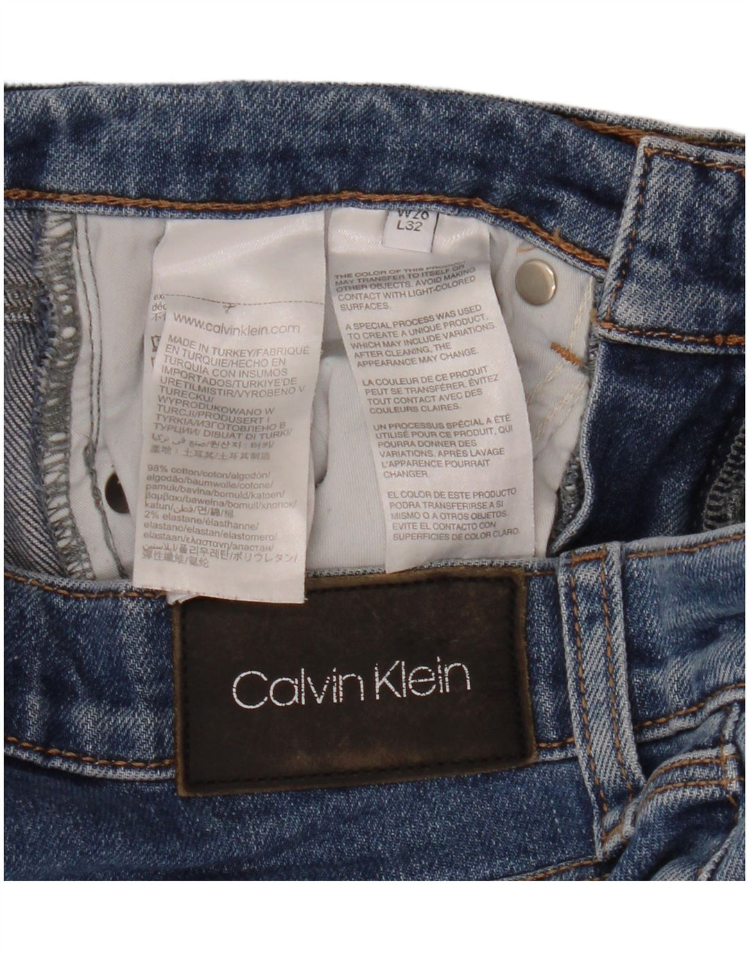 Calvin Klein Womens Straight Jeans W26 L26 Blue Cotton