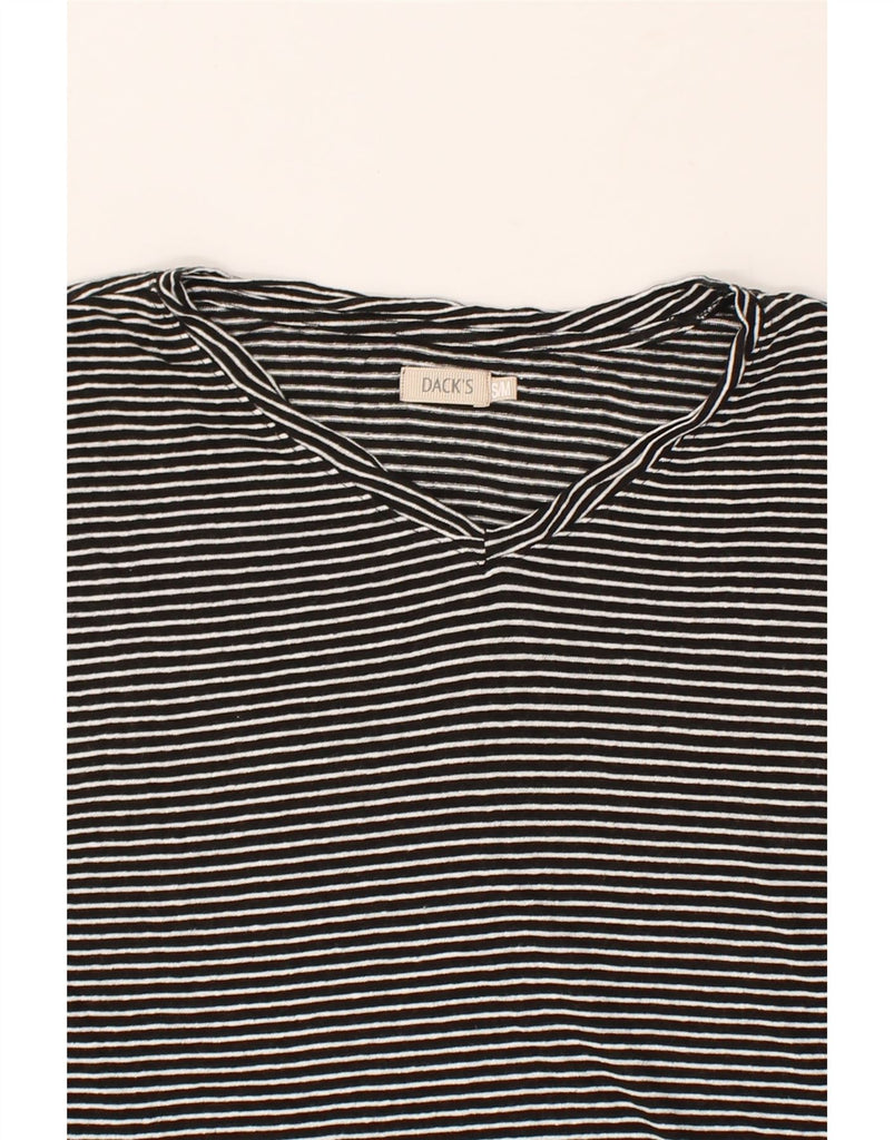 DACK'S Womens T-Shirt Top UK 10 Small Black Striped Linen | Vintage Dack's | Thrift | Second-Hand Dack's | Used Clothing | Messina Hembry 