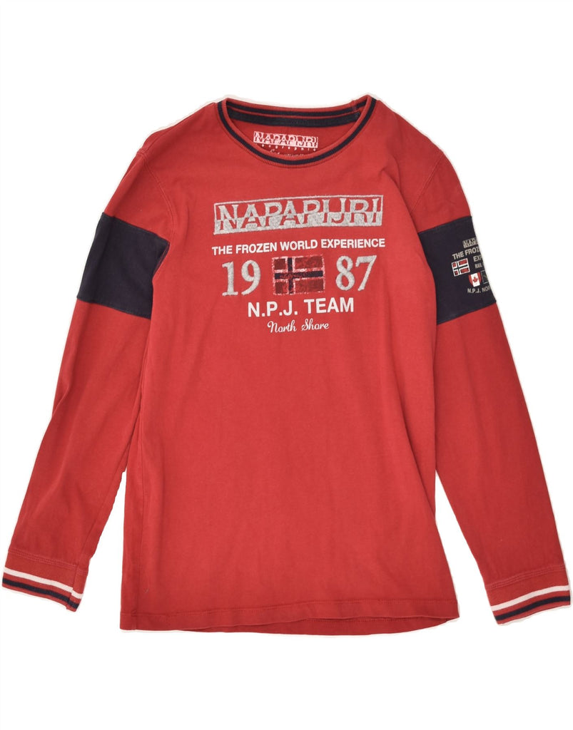 NAPAPIJRI Boys Graphic Top Long Sleeve 11-12 Years Red Colourblock | Vintage Napapijri | Thrift | Second-Hand Napapijri | Used Clothing | Messina Hembry 